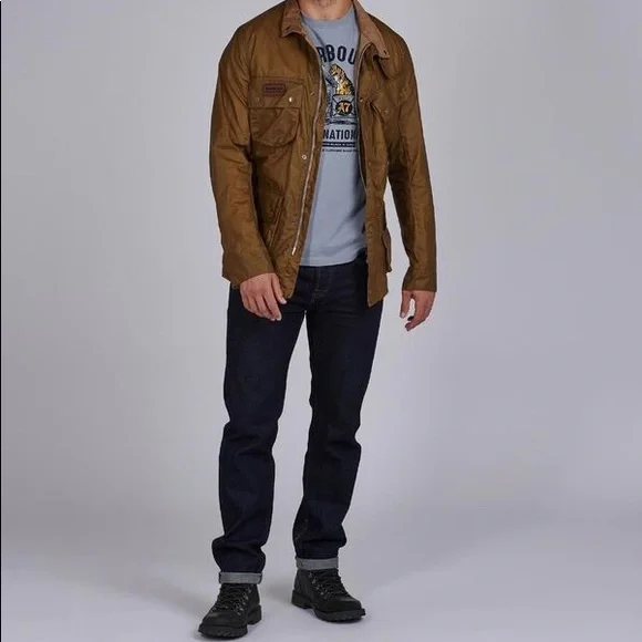 ❌SOLD❌ BARBOUR MWX1784SN31 Lightweight Sl International Waxed Cotton Sand Jacket - Picture 5 of 8